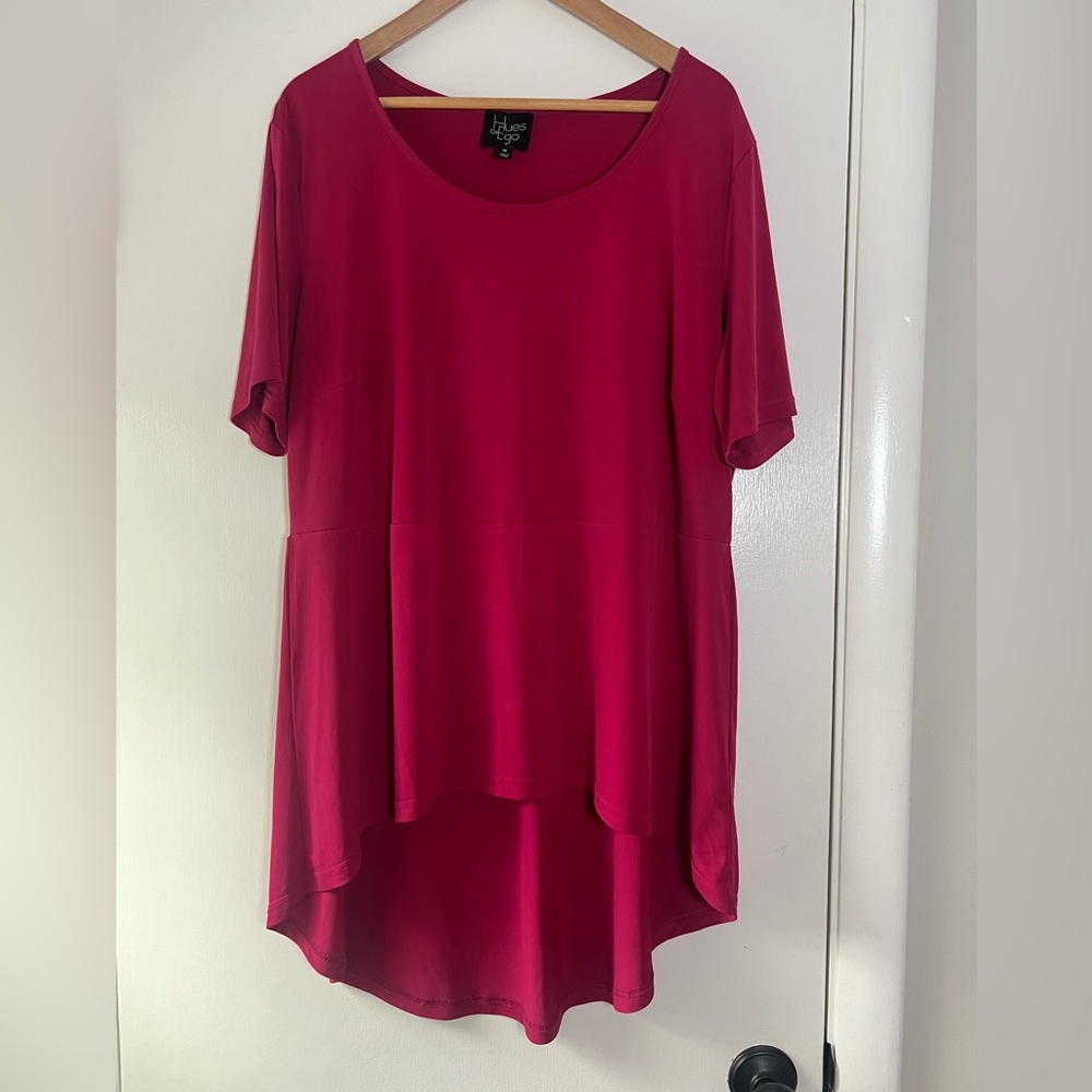 Hues of Ego Tunic Top Mini Dress Magenta Pink Stretchy Slinky Cool Material 1X